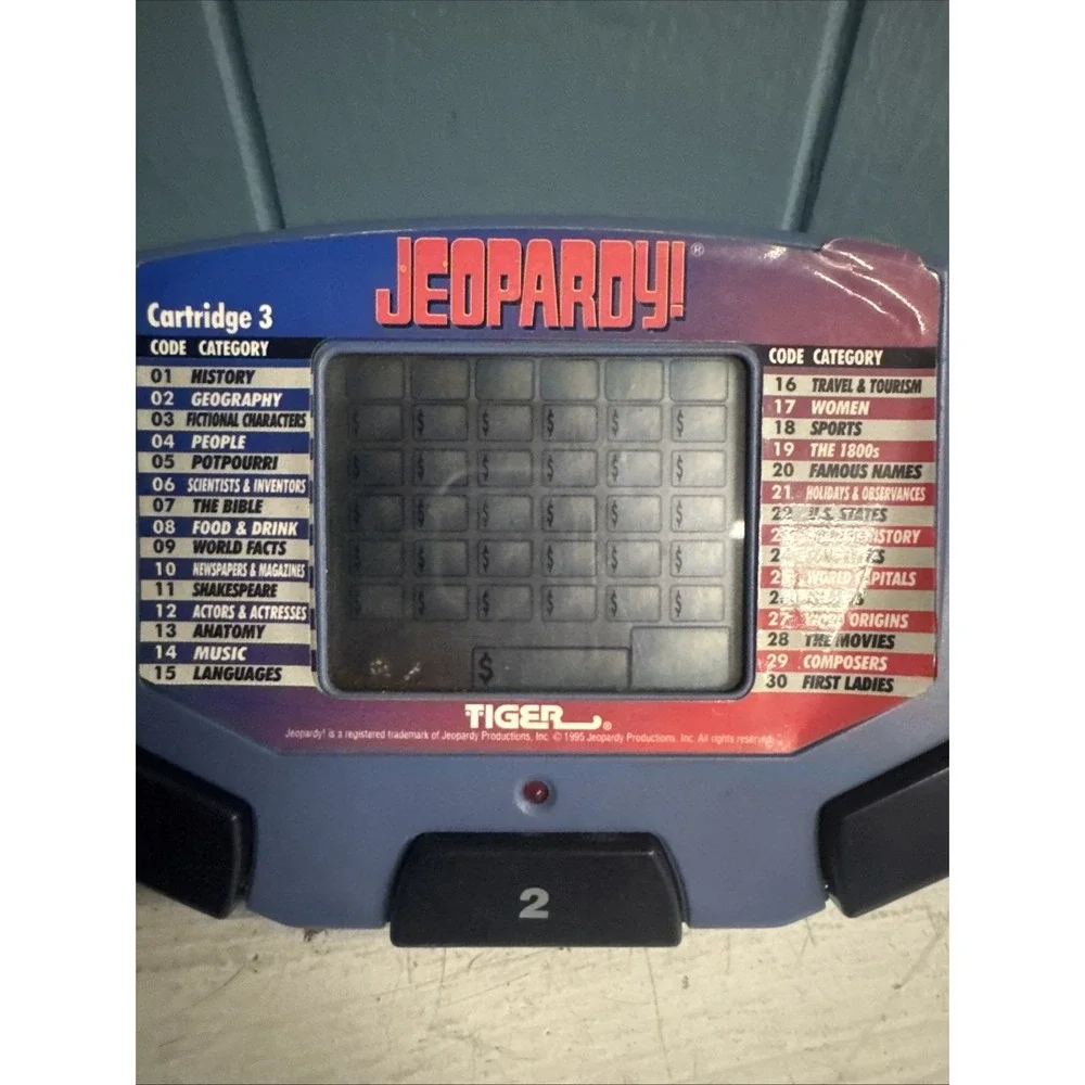 Vintage Tiger Electronics Jeopardy Game‎ Hand Held 1997 Game Cartridge